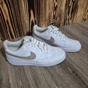 Nike White Sneakers with Black Pattern